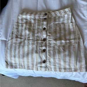 Striped Button-Front Skirt